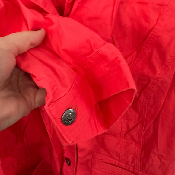 CJ Banks Button Down Top / Lightweight Blazer Plus Size 2X Bright Coral Pink - Picture 3 of 7